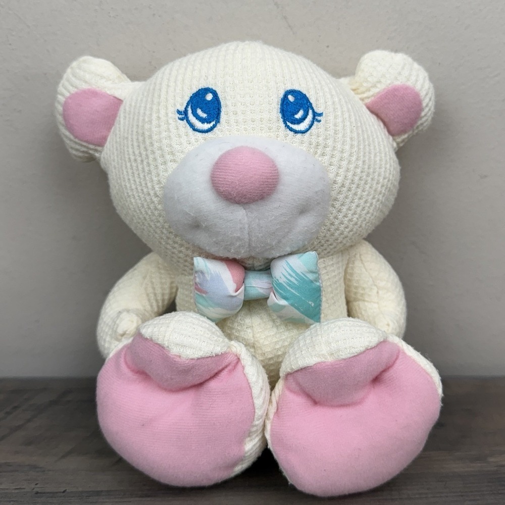 VTG 1994 Fisher-Price Cozies Cream 10" Plush Bear Thermal Waffle Weave Stuffed